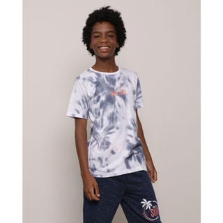 Camiseta Juvenil Estampa Tie Dye Manga Curta Branca
