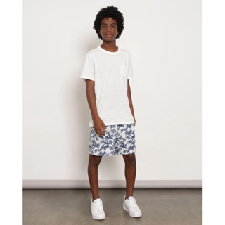 Bermuda Juvenil Viscose Estampa Floral Com Elástico Branco