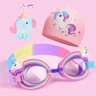 Conjunto De Óculos De Natação Em Silicone Capa Infantil Proteção Para As Orelhas À Prova D