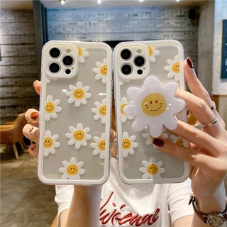 Estojo Transparente Macio Para Telefone Samsung S23 Plus S22 Ultra S21 S20 FE S24 S24 Nota 10 Lite 10 Pro 20 J7 Prime A42 A21S A72 M23 Capa Crystal INS Korea Sunflower Bracket