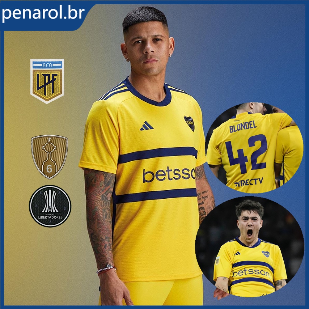 2023-24 Camisa Boca Juniors II Camisa de Futebol Personalizada Nome ...