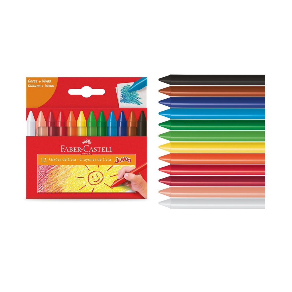Giz De Cera Crayon Jumbo Faber-Castell 12 Cores Para Colorir