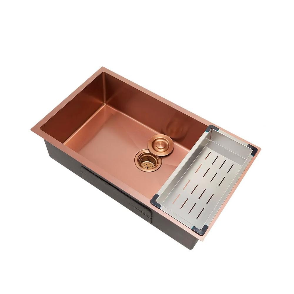 Cuba Para Cozinha Gourmet Aço Inox 304 Terena 74x44 cm Pingoo - Dourado Rose