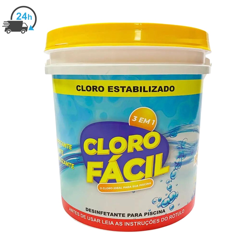 Cloro Para Piscina Limpeza Multiuso 3 em 1 Balde De 10kg Desinfetante ...