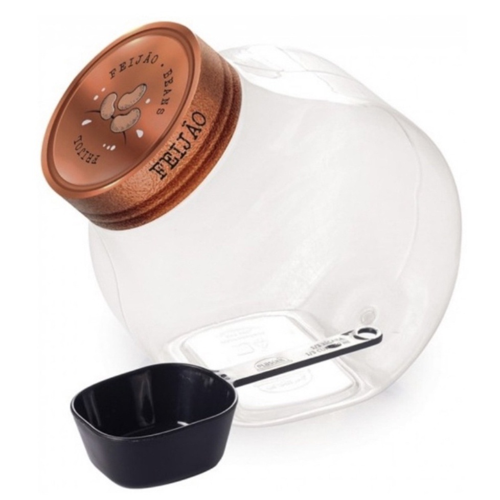 Pote Guarda e Armazena Feijão Plastico Com Medidor Plasutil 1,5 Litros ...