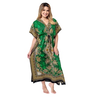 Vestido Kaftan Patrícia longa moda Boho Hippie plus size - MUNDO