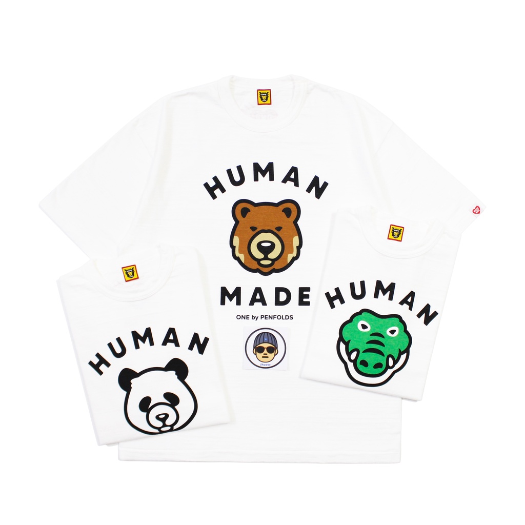 HUMAN MADE ONE BY Penfolds Crocodilo Panda Brown Bear Camiseta De