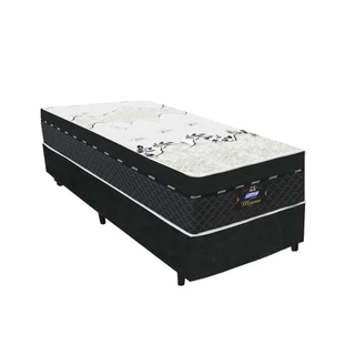 Cama Box Solteiro Colchão Molas Ensacadas Miami Gazin 88x188x70cm Branco/Preto