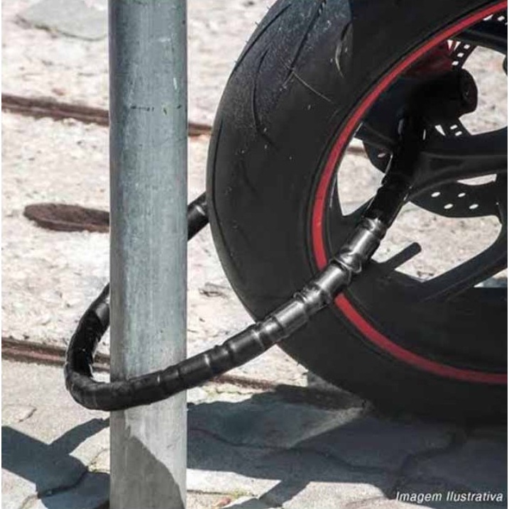 Cadeado Bike Bicicleta Moto Anti Furto 1,05 x 1,9cm Flexível Com Chave Reserva
