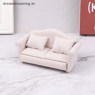 Novo 1 : 12 Mini Sofá De Móveis Com Almofada Para Crianças Dollhouse Pretend Play DIY Decor .