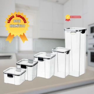 Potes Tampa Hermético Acrilico Porta Alimentos Mantimentos Armário Cozinha Varios Tamanhos
