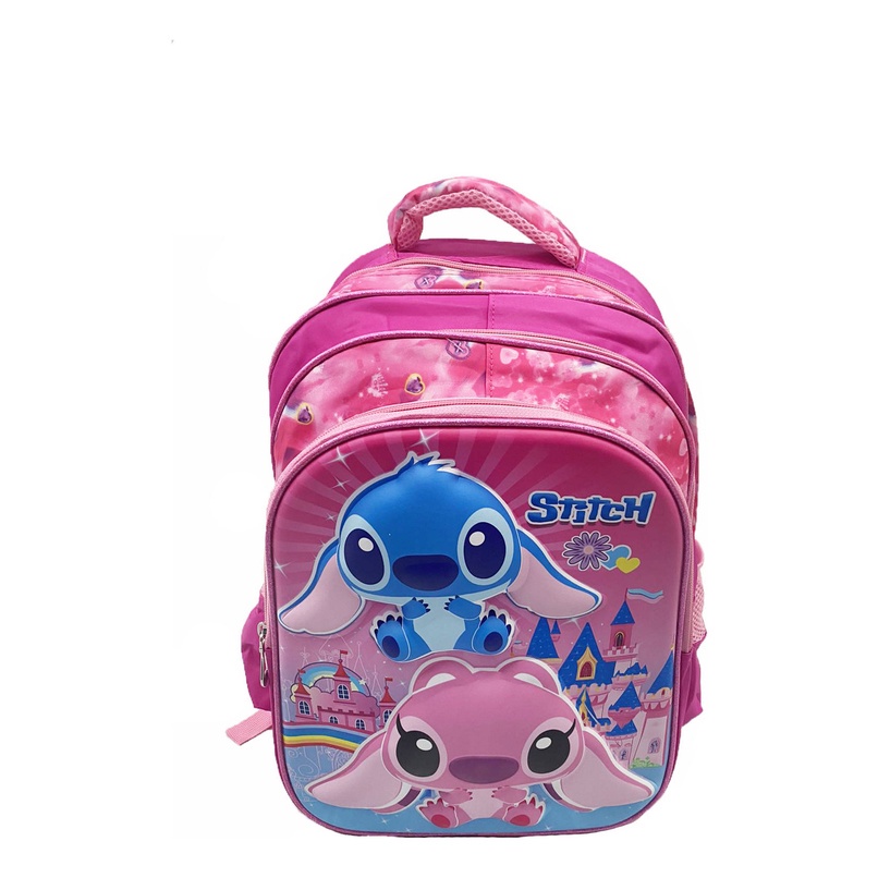 Mochila Infantil Stitch 3D Rosa