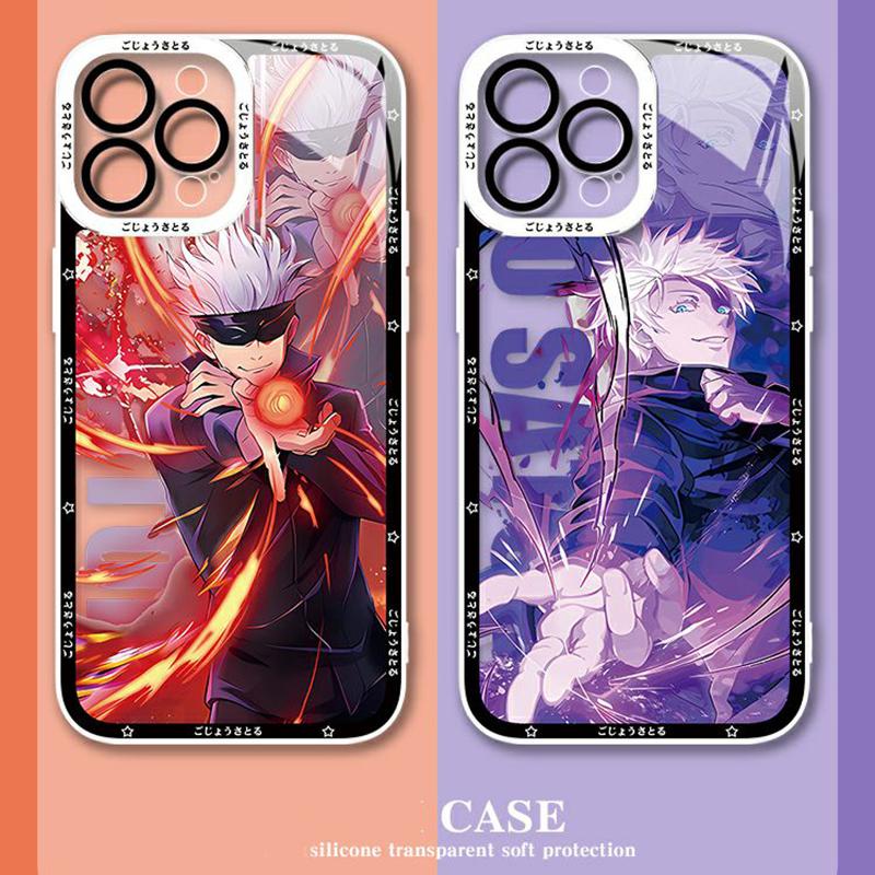 Caixa De Telefone Para iphone 6 6S 7 8 Plus X XS XR 11 12 13 Pro Max Jujutsu Kaisen Gojo Satoru Capa De Silicone Macia Moda Japão Anime Bumper Clear