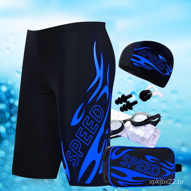 Kit de natação Shorting impermeável preto metade longo tamanho ...