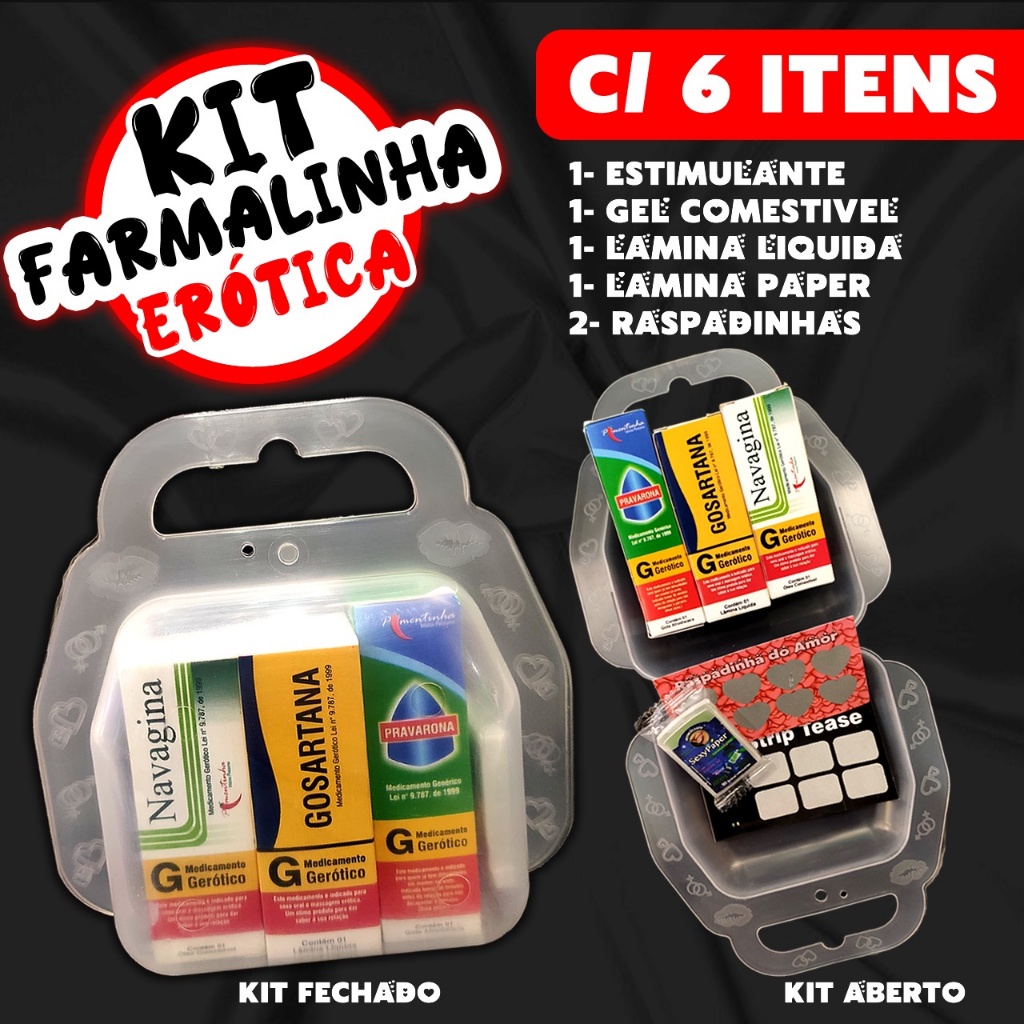 Mega Kit Erótico Farmacinha Sexy Shop Com 6 Itens Sexy e Produto Sex