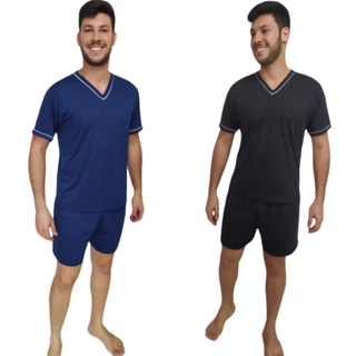 Kit 2 Pijamas Masculino Manga curta  Short de Verão, kit 2 shorts em Oferta na Shopee