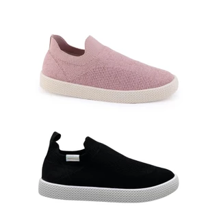 Tenis Meia Feminino Beira Rio Preto Rosa Facil Slip On Calce Casual