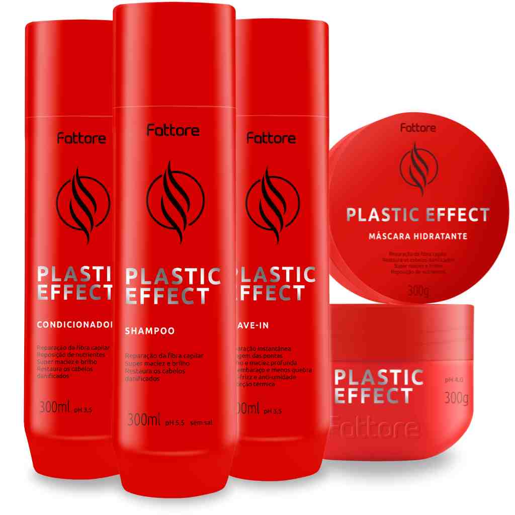 Kit Plastic Effect Fattore Shampoo, Condicionador, Máscara e Leave-In ...