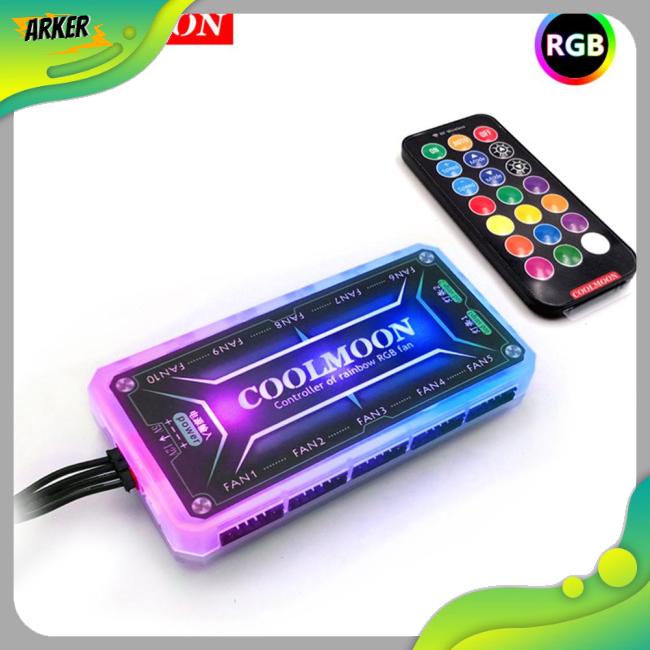 Disponível Controlador Remoto RGB Coolmoon Dc12v 5a Led De Ventilador Inteligente Com 10pcs Portas De 6 Pinos 2pcs Luz De 4
