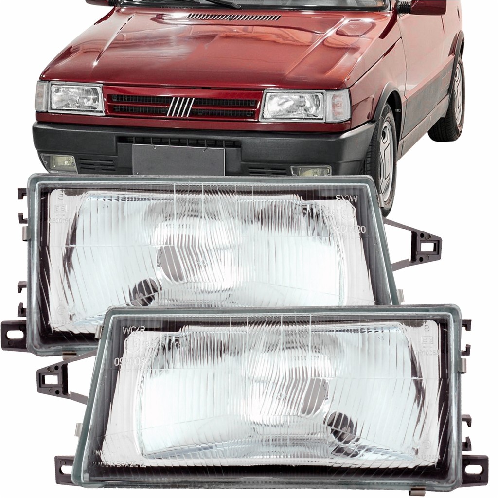 Par Farol Uno Fiorino Elba 91 92 93 94 95 96 A 2003 Cromado | Shopee Brasil