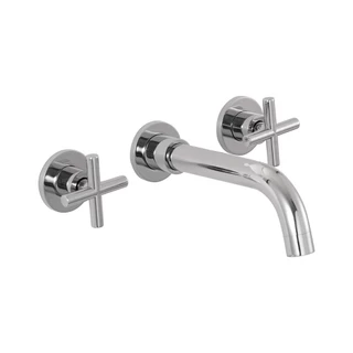 Torneira Para Banheiro Duplo Comando de Parede Cariús Pingoo - Prata em Oferta na Shopee