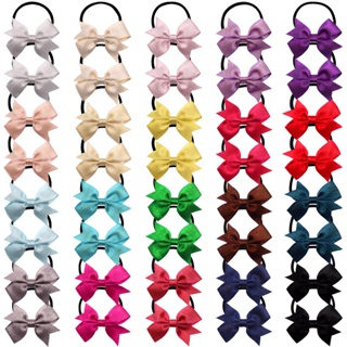 20Pcs 10pairs 2 Polegadas Boutique Hair Bows Ties Baby Girls Kids Banda De Borracha Para Crianças Faixas De Cabelo