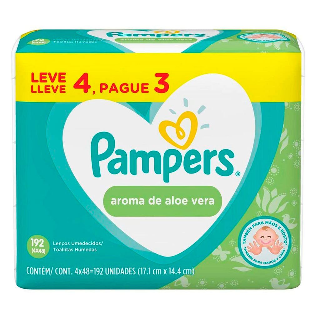 Lenços Umedecidos Pampers Aroma De Aloe Vera - 192 Unidades