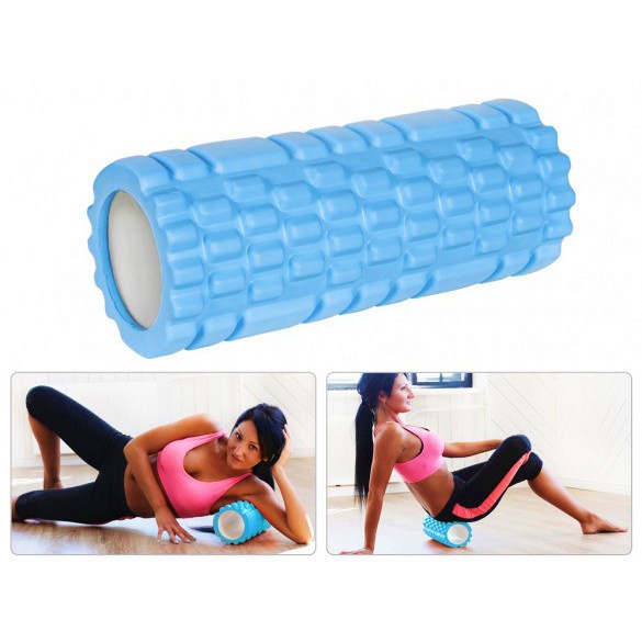 Rolo De Yoga Pilates Corrida Liberação Miofascial Profunda Fitness Foam  roller Massagem Azul