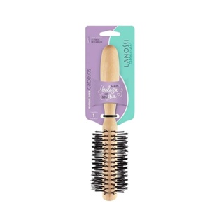 Escova De Cabelo Lanossi Essen Madeira Nylon Meia Bola Ls0053