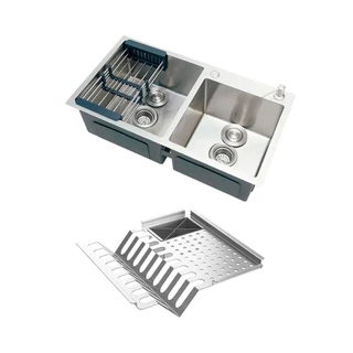 Cuba Dupla Para Cozinha Gourmet com Escorredor Aço Inoxidável Awá Pingoo - Prata em Oferta na Shopee