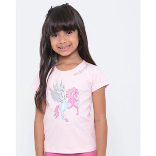 Blusa Infantil Unicórnio Paetê Rosa