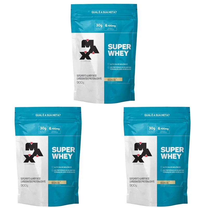 Kit 3x Super Whey Protein 900g Max Titanium