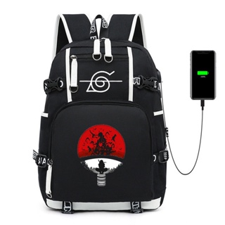 Nova mochila de Naruto USB mochila de estudante adolescente Mochila de ombro de lazer para homens e mulheres