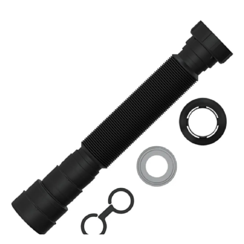 Sifão Tubo Extensível Flexível Sanfonado Preto Black