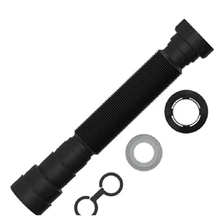 Sifão Tubo Extensível Flexível Sanfonado Preto Black