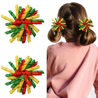 2PCS Party Curly Korker Hair Bows Alligator Clips Acessórios De Cabelo Para Bebês Meninas Toddlers Kids