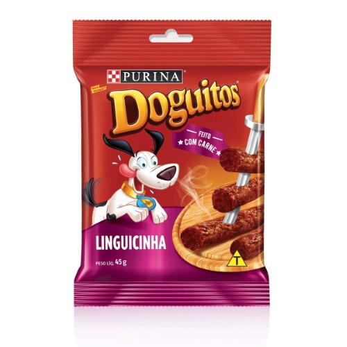 Petisco Doguitos para Cães Adultos e Filhotes sabor Linguiçinha 45g em Oferta na Shopee