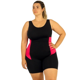 Maiô Macaquinho Plus size Hidroginástica Rosa