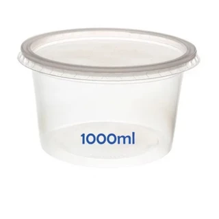 Pote Descartável Redondo Tampa Transparente 1000ml 20Unidade
