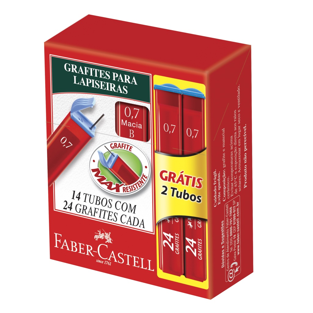 Grafite 0.7 B Faber Castell 24 Unidades Caixa com 14 Tubos | Shopee Brasil
