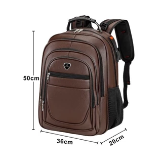 Mochila Couro PU Grande Executiva Para Notebook Trabalho Faculdade Reforçada Cabo De Aço