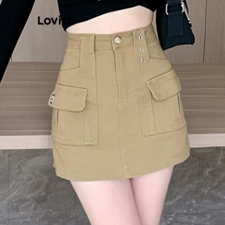 Lovito Saias Casuais Com Bolso Liso Para Mulheres LNE41168