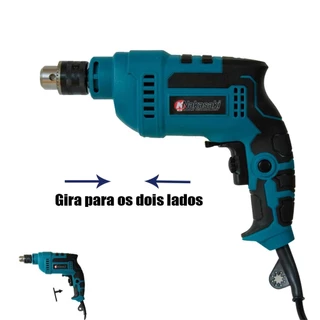 Furadeira 3/8 pol Reversível 850W Mandril 10mm Auto Reverso Profissional