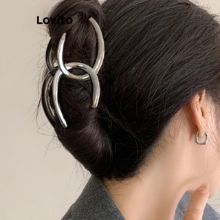 Lovito Grampos De Cabelo Elegantes De Metal Com Letras Modestas De Tamanho Grande Para Mulheres LFA11409