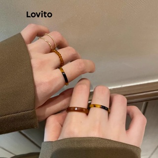 Lovito Conjuntos Simples Elegantes De Ácido Acético Anéis De Seis Peças Para Mulheres LFA11445