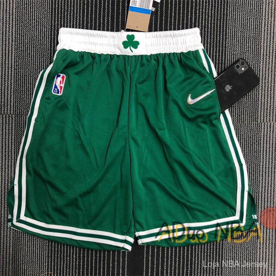 75th Anniversary Bermuda de Basquete NBA Boston Celtics Hot Pressed Jayson Tatum Porzingis Regata green basketball shorts