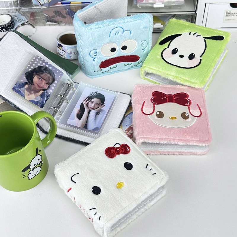 Álbum De Fotos Fofo Sanrio Plush Com 20 Bolsos Fichário De Folha Solta Organizador De Cartões Fotográficos Lomo Armazenamento Colecionador De Livros Papelaria Presente