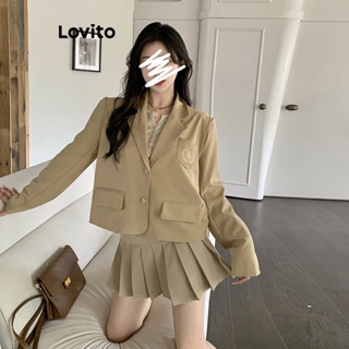 Lovito Blazer Formal Simples Com Botão De Bolso Falso Para Mulheres LNA43116