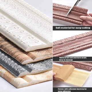 Não Tóxico 2 . Rodapé 3D Linha De Guarnição De Parede Autocolante De Borda Papel À Prova D'água Adesivo Para Sala De Estar Home