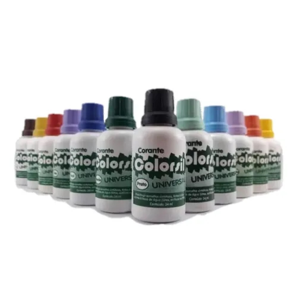 KIT 9 CORANTE COLORANTE DE TINTA UNIVERSAL COLORSIL 34ML TODAS CORES ...